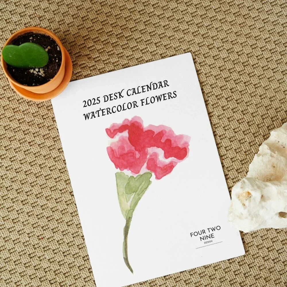 NEW 2025 Floral Watercolors Desk Calendar Cards - 5x7 Calendar Card Refills